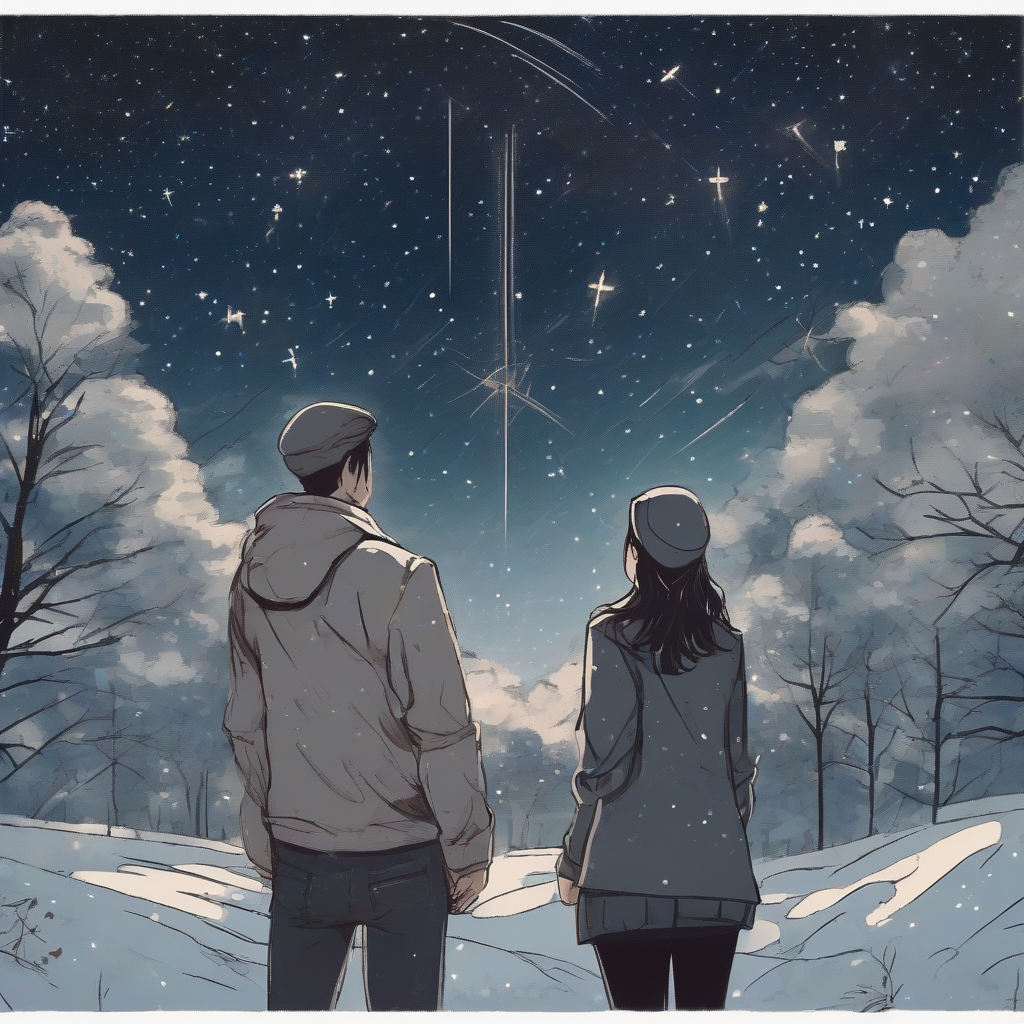 a couple watching the starry sky on christmas night by Generador gratuito de imágenes con IA - ¡Sin necesidad de iniciar sesión✨! | AIGAZOU