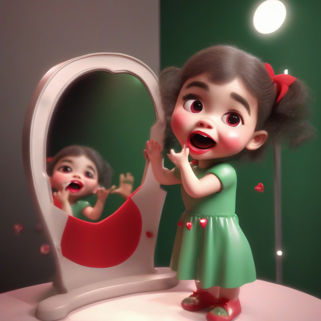 mischievous girl 3d model red lips sparkles by मुफ्त एआई छवि जनरेटर - बिना लॉगिन के✨ | AIGAZOU