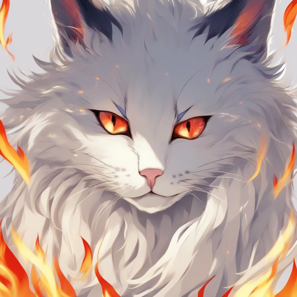 style anime chat animale poils blanc entourer de flammes poilu by Générateur d'images par IA gratuit - Aucune connexion nécessaire✨ | AIGAZOU