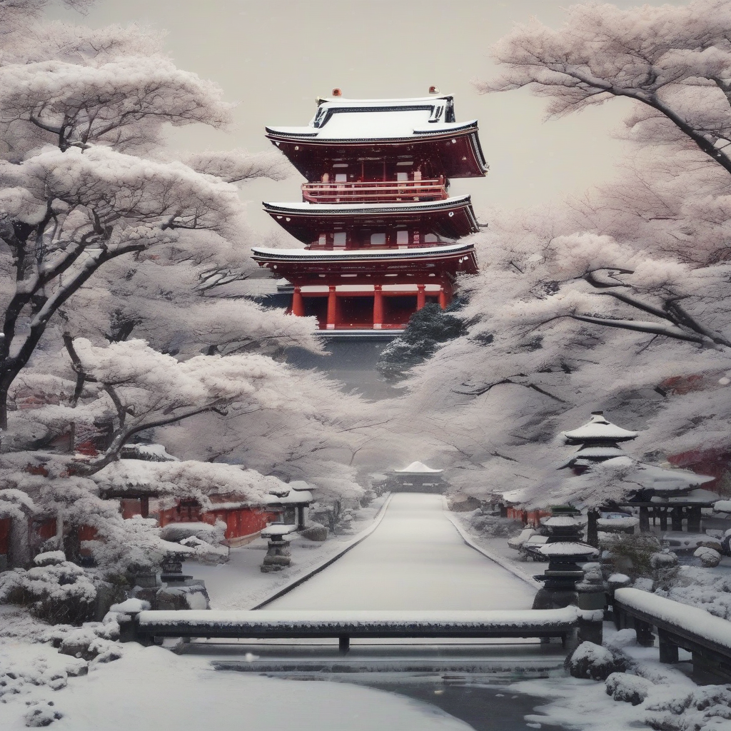 winter temples in japan by मुफ्त एआई छवि जनरेटर - बिना लॉगिन के✨ | AIGAZOU