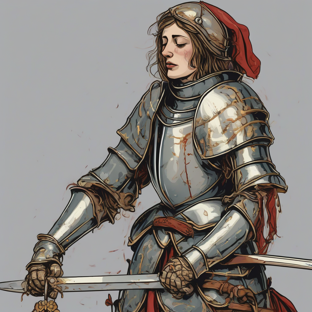 crying medieval french female knight by मुफ्त एआई छवि जनरेटर - बिना लॉगिन के✨ | AIGAZOU