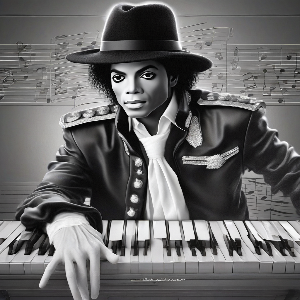 michael jackson piano realistic by मुफ्त एआई छवि जनरेटर - बिना लॉगिन के✨ | AIGAZOU