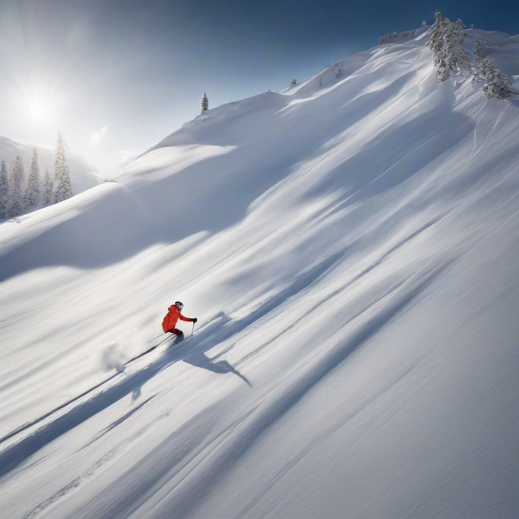 lonely skier downhill in deep snow in sunshine by मुफ्त एआई छवि जनरेटर - बिना लॉगिन के✨ | AIGAZOU