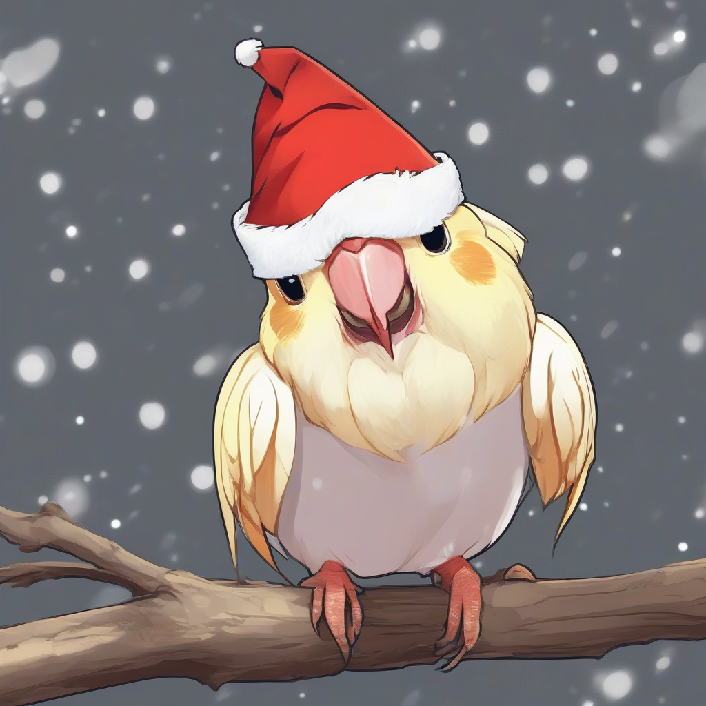 anime style wearing a santa hat lutino cockatiel by मुफ्त एआई छवि जनरेटर - बिना लॉगिन के✨ | AIGAZOU