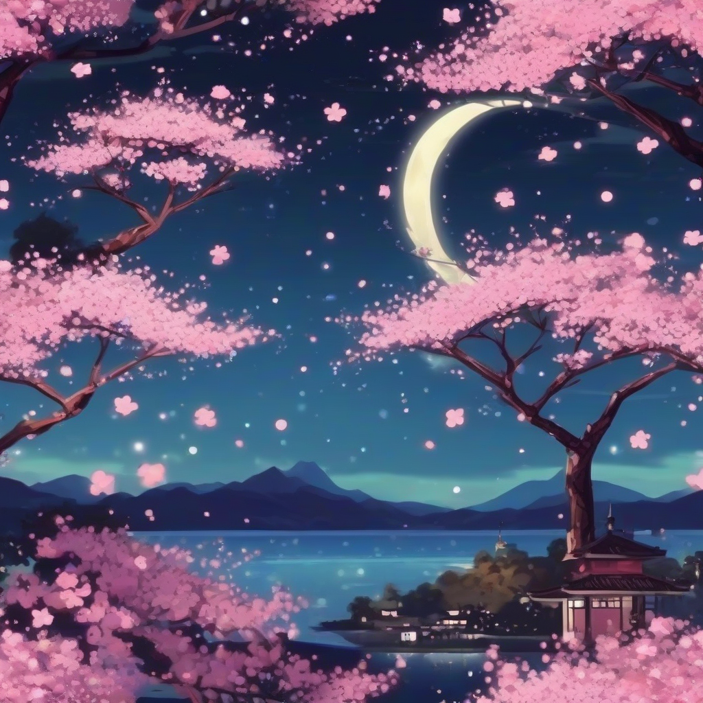 anime style coline starry night paradisiac beautiful cherry blossom by मुफ्त एआई छवि जनरेटर - बिना लॉगिन के✨ | AIGAZOU