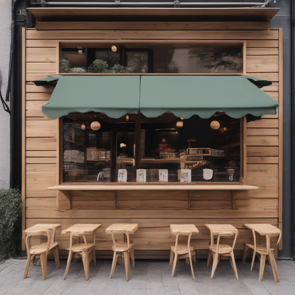 wooden small cafe exterior by Générateur d'images par IA gratuit - Aucune connexion nécessaire✨ | AIGAZOU