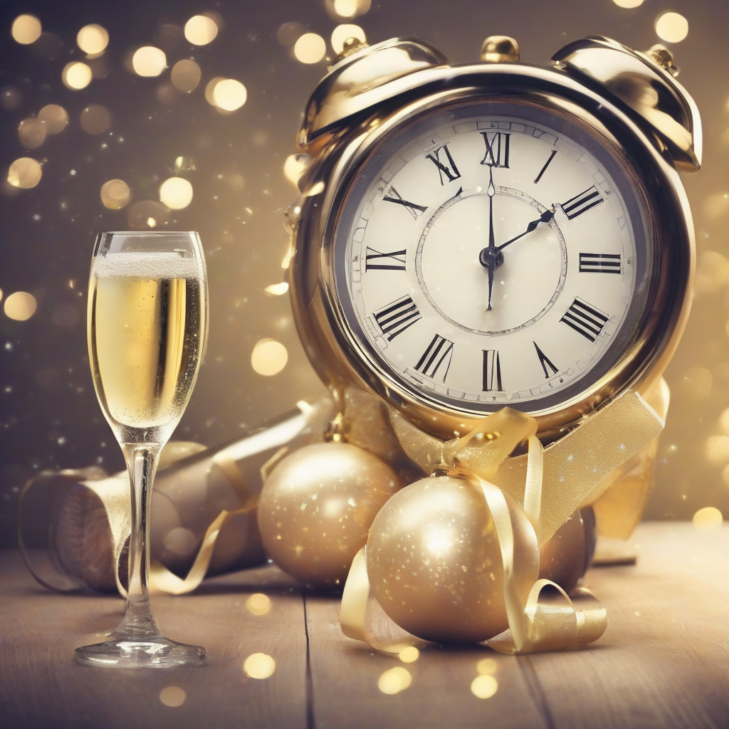 new year clock party champagne by Free AI Image Generator & Maker - No login required✨ | AIGAZOU