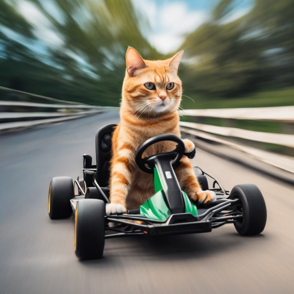 a cat driving a go kart by मुफ्त एआई छवि जनरेटर - बिना लॉगिन के✨ | AIGAZOU