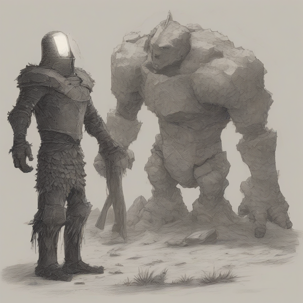 knight meeting a golem by मुफ्त एआई छवि जनरेटर - बिना लॉगिन के✨ | AIGAZOU