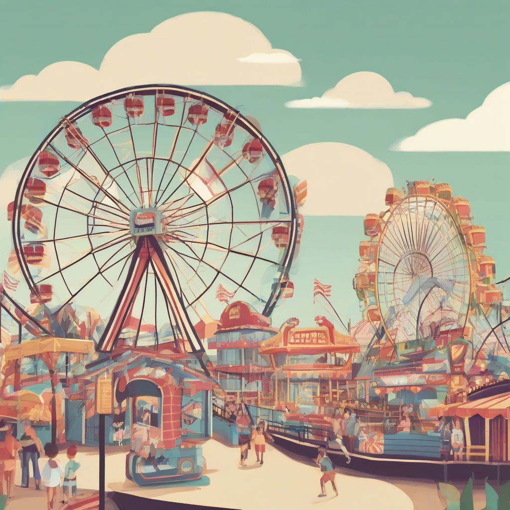 amusement park illustration ferris wheel roller coaster by मुफ्त एआई छवि जनरेटर - बिना लॉगिन के✨ | AIGAZOU