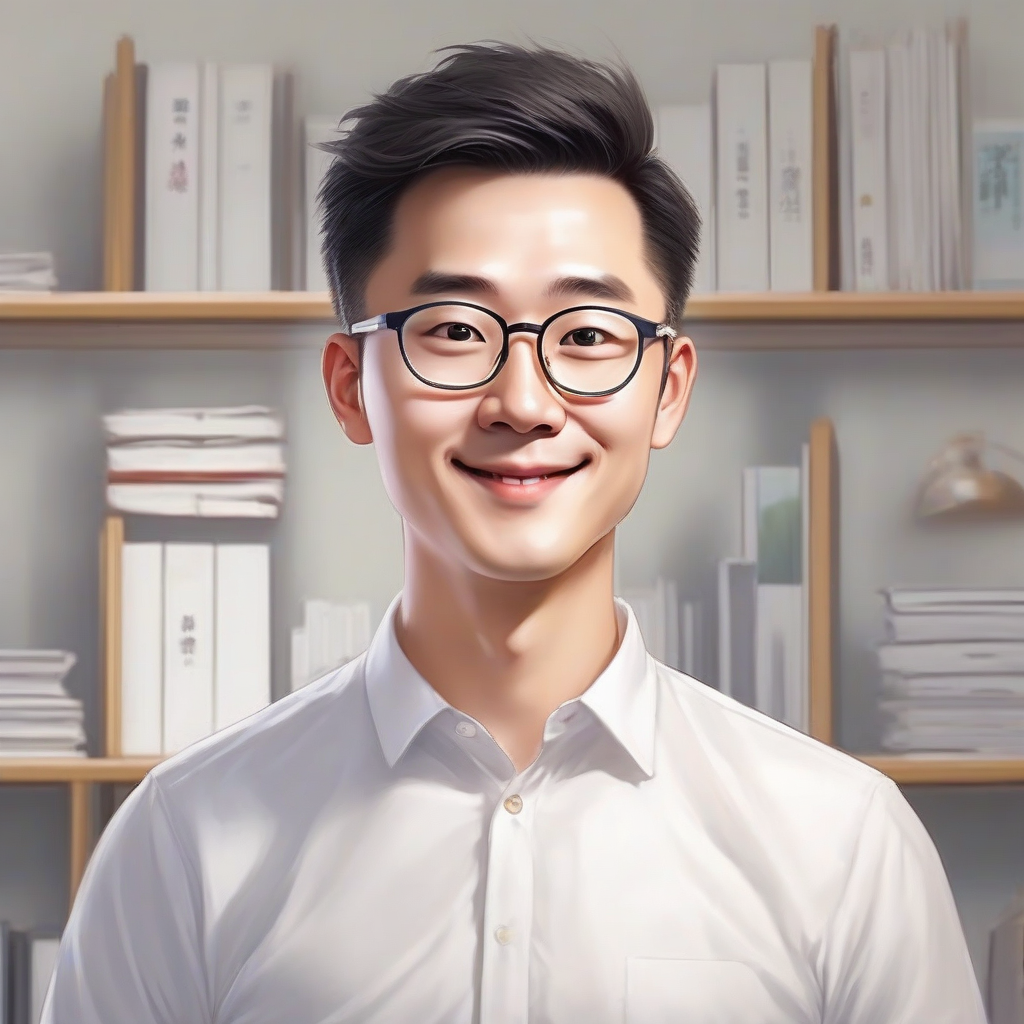 white office with white glasses chinese realistic style white shirt it male teacher slim 30 years old smiling oval face by मुफ्त एआई छवि जनरेटर - बिना लॉगिन के✨ | AIGAZOU