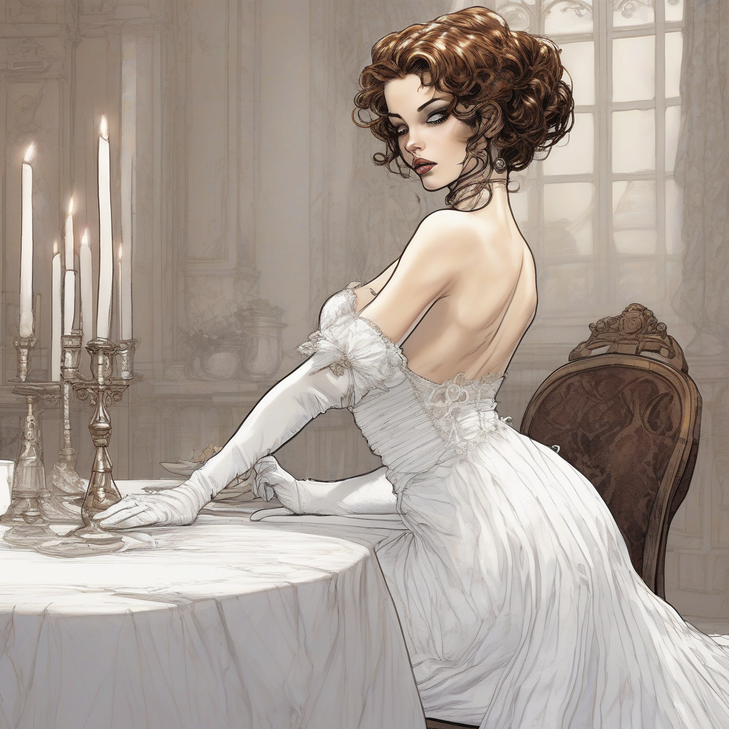 a woman drawn in manara style in wedding dress by Générateur d'images par IA gratuit - Aucune connexion nécessaire✨ | AIGAZOU