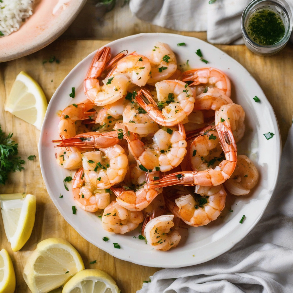 a plate of garlic butter shrimp by Générateur d'images par IA gratuit - Aucune connexion nécessaire✨ | AIGAZOU