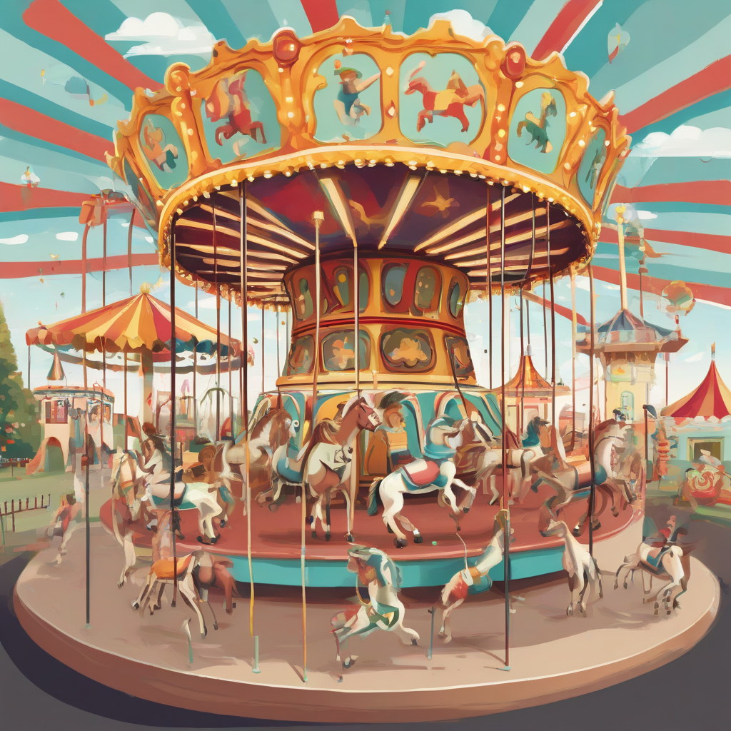 a large merry go round illustration with colorful colors by मुफ्त एआई छवि जनरेटर - बिना लॉगिन के✨ | AIGAZOU