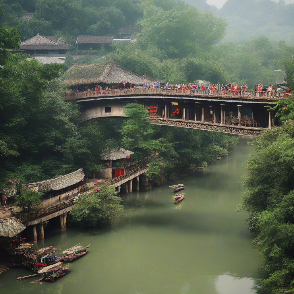 guangxi ethnic covered bridge by मुफ्त एआई छवि जनरेटर - बिना लॉगिन के✨ | AIGAZOU