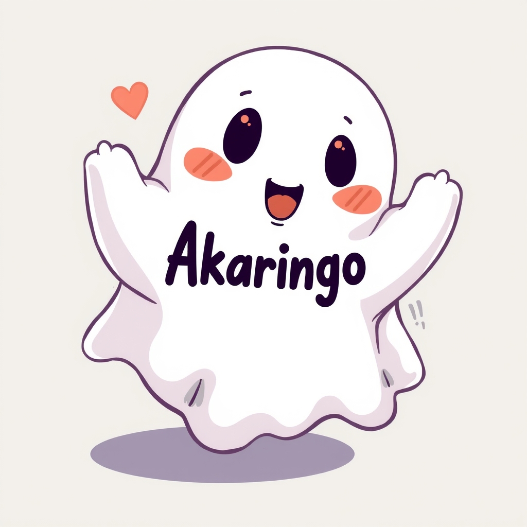 a cute ghost with a cute logo written akaringo by मुफ्त एआई छवि जनरेटर - बिना लॉगिन के✨ | AIGAZOU