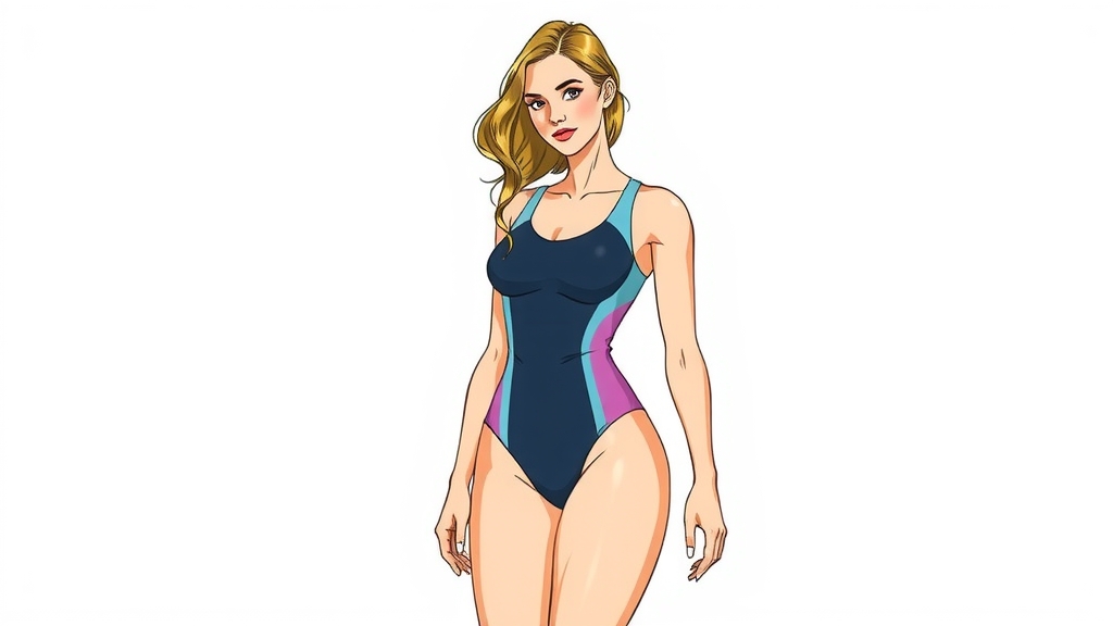 a woman drawn in manara style wearing a one piece competition swimsuit by Générateur d'images par IA gratuit - Aucune connexion nécessaire✨ | AIGAZOU