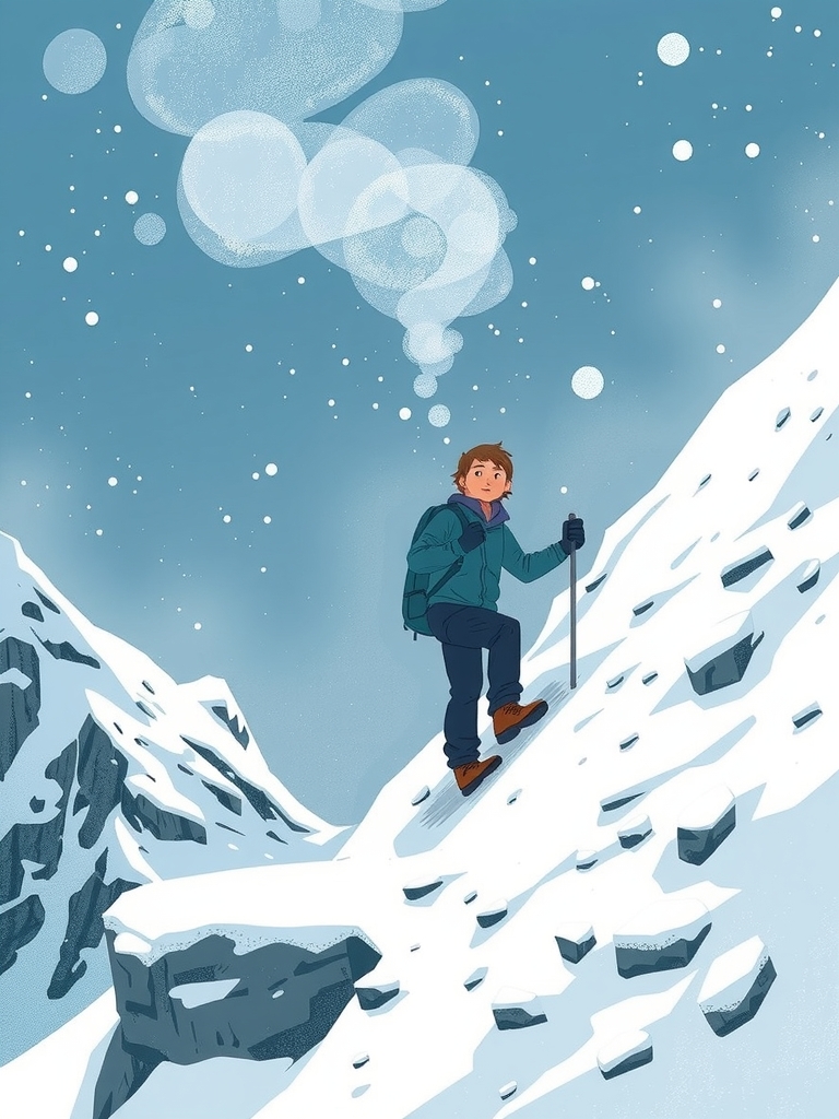 a person climbing a snowy mountain by मुफ्त एआई छवि जनरेटर - बिना लॉगिन के✨ | AIGAZOU