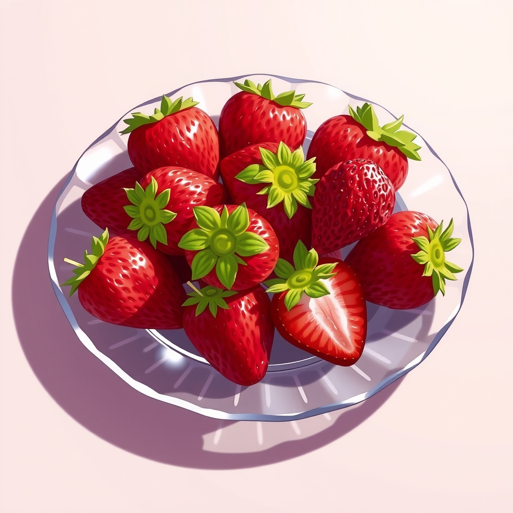 glass plate with strawberries by Générateur d'images par IA gratuit - Aucune connexion nécessaire✨ | AIGAZOU