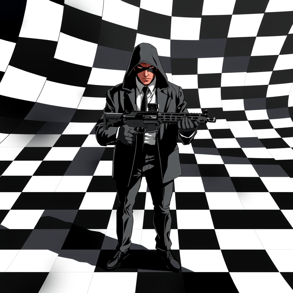 hitman game image black white checker pattern by मुफ्त एआई छवि जनरेटर - बिना लॉगिन के✨ | AIGAZOU