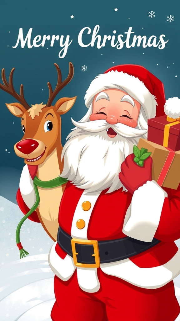 vertical image santa with gifts reindeer by मुफ्त एआई छवि जनरेटर - बिना लॉगिन के✨ | AIGAZOU