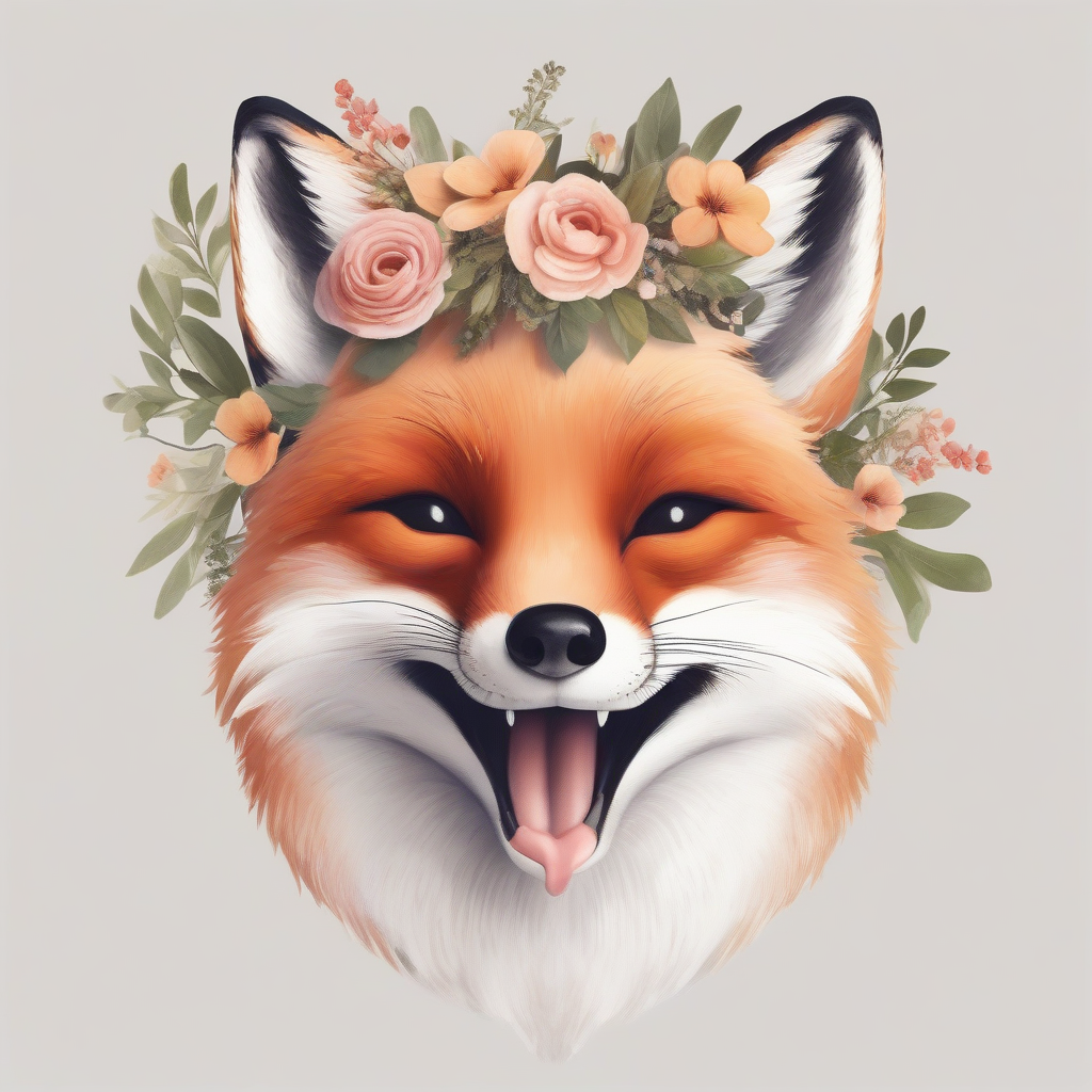 sweet smiling fox head with flower crown by मुफ्त एआई छवि जनरेटर - बिना लॉगिन के✨ | AIGAZOU