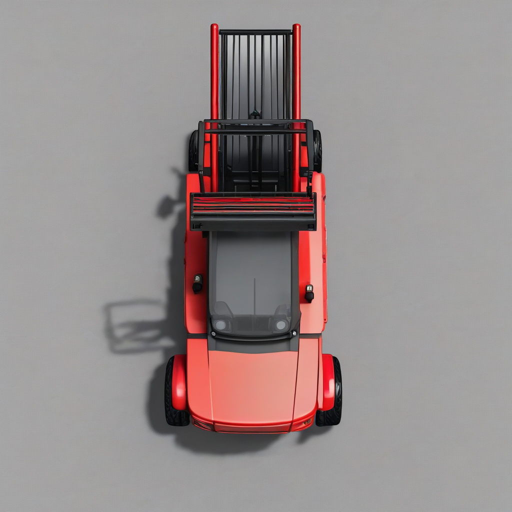 red unmanned forklift overhead view by मुफ्त एआई छवि जनरेटर - बिना लॉगिन के✨ | AIGAZOU