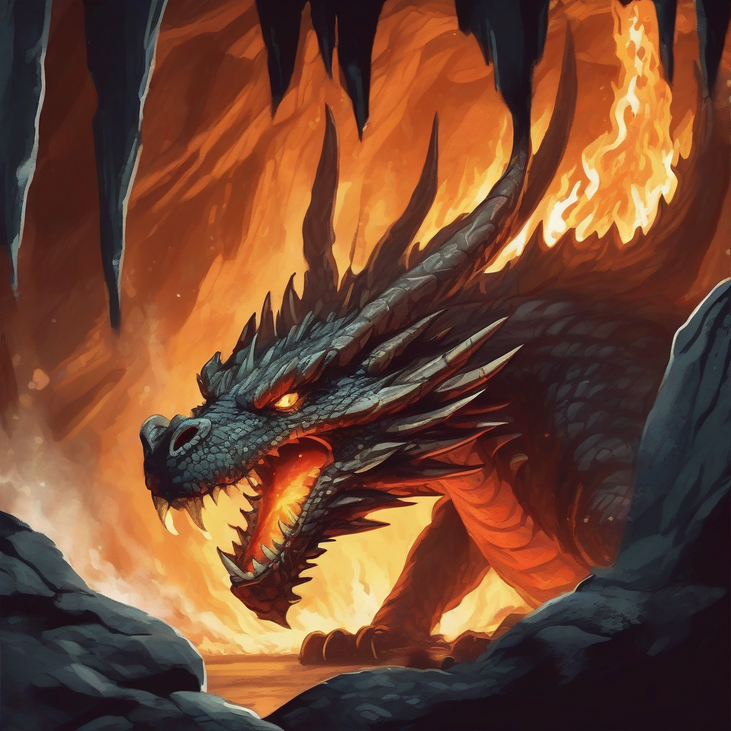 a dragon roars in a burning cave by मुफ्त एआई छवि जनरेटर - बिना लॉगिन के✨ | AIGAZOU