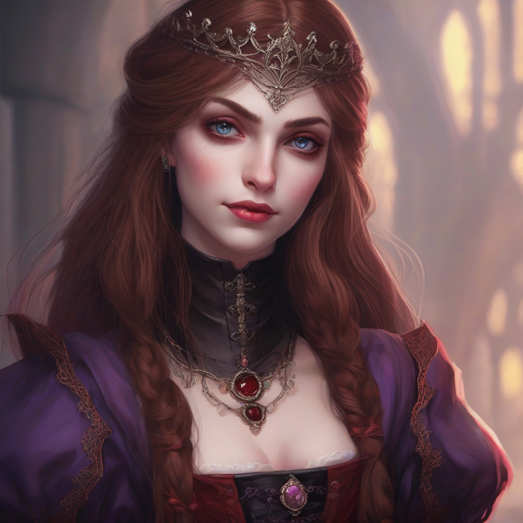 vampire princess violet eyes chestnut hair by मुफ्त एआई छवि जनरेटर - बिना लॉगिन के✨ | AIGAZOU