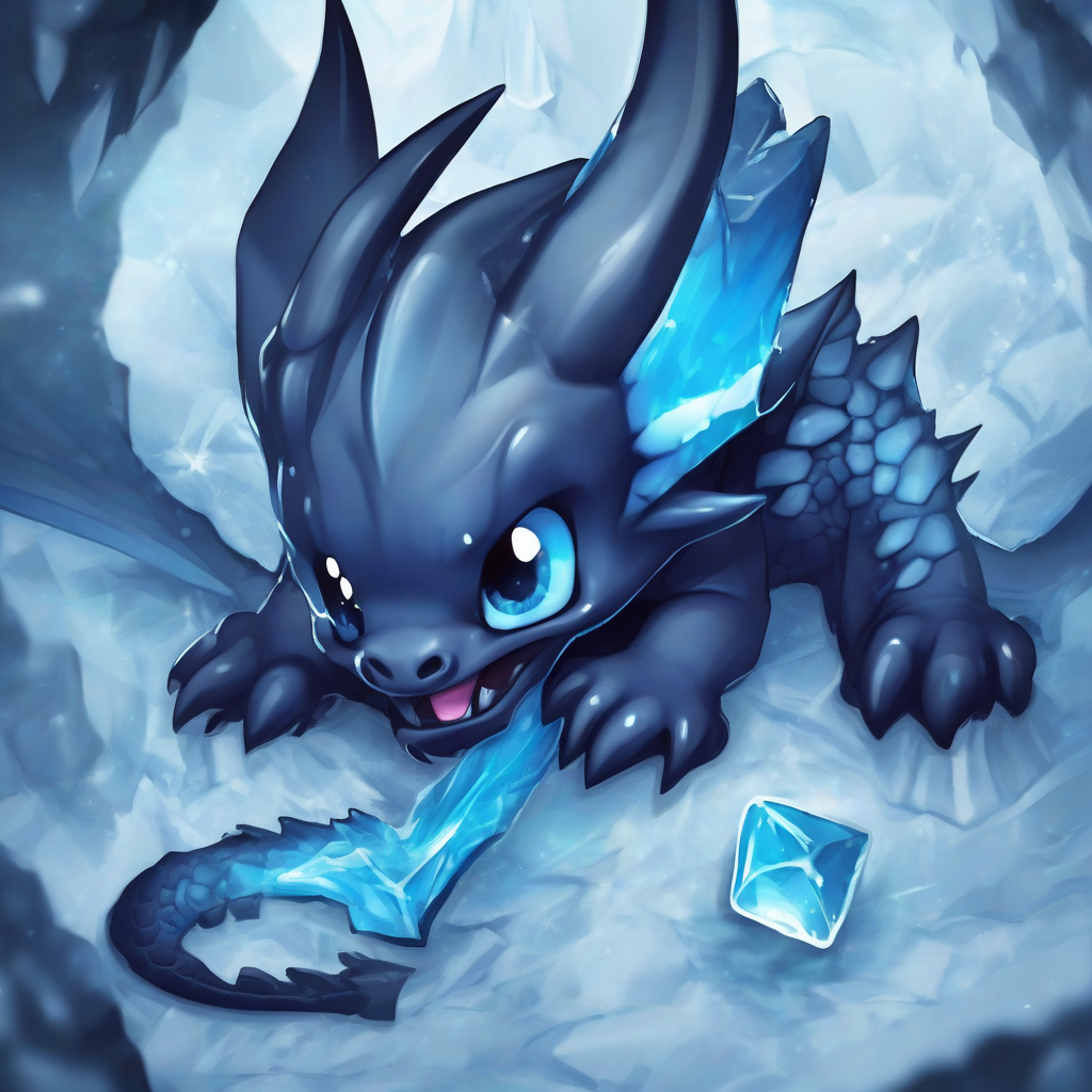 blue dragon ice chibi dark by Free AI Image Generator & Maker - No login required✨ | AIGAZOU