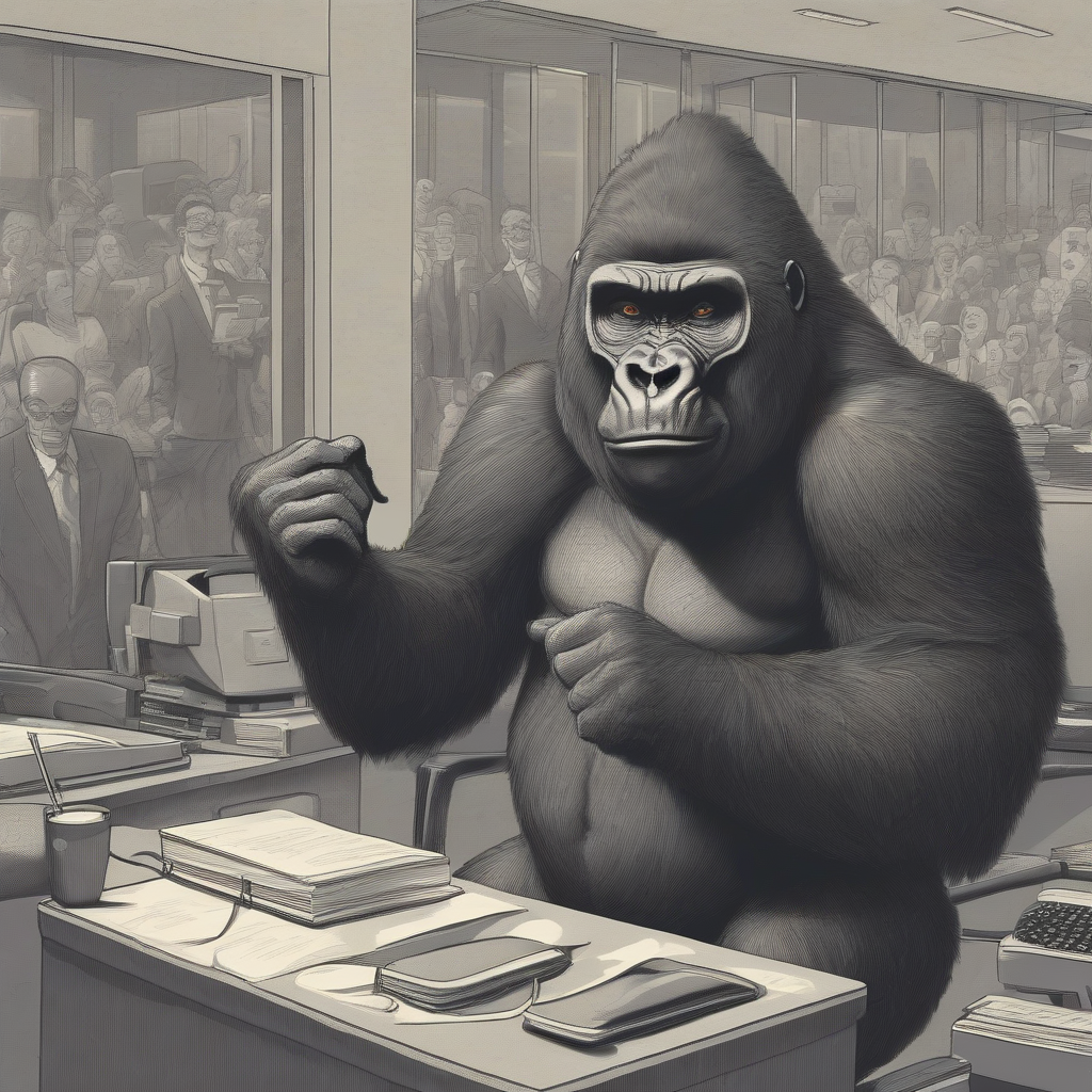 a corporate gorilla preaching by Générateur d'images par IA gratuit - Aucune connexion nécessaire✨ | AIGAZOU