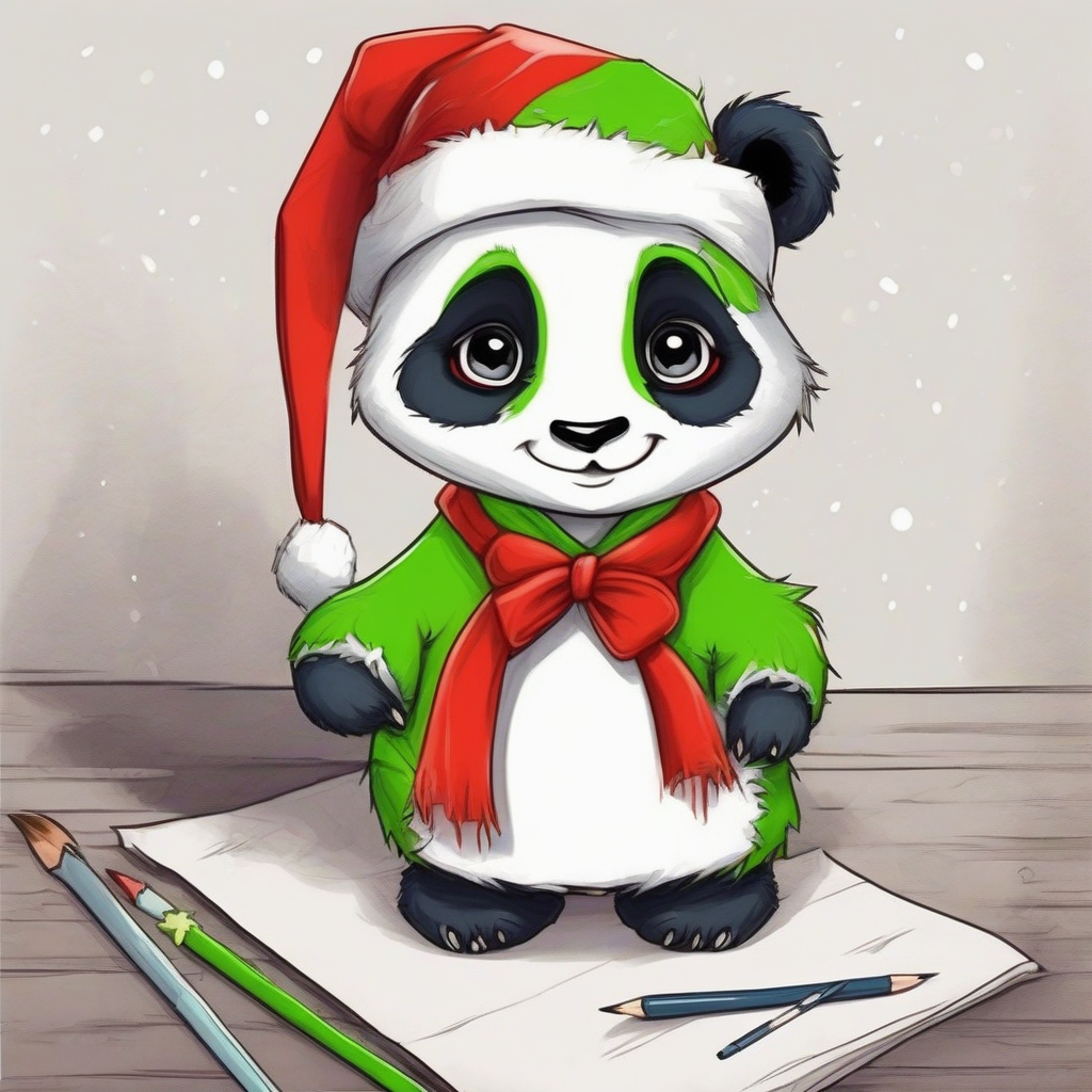 cute little panda dressed as grinch by मुफ्त एआई छवि जनरेटर - बिना लॉगिन के✨ | AIGAZOU