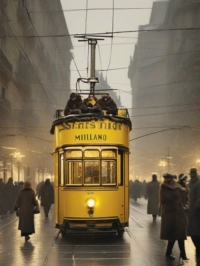 tram 1928 giallo milano natale by मुफ्त एआई छवि जनरेटर - बिना लॉगिन के✨ | AIGAZOU