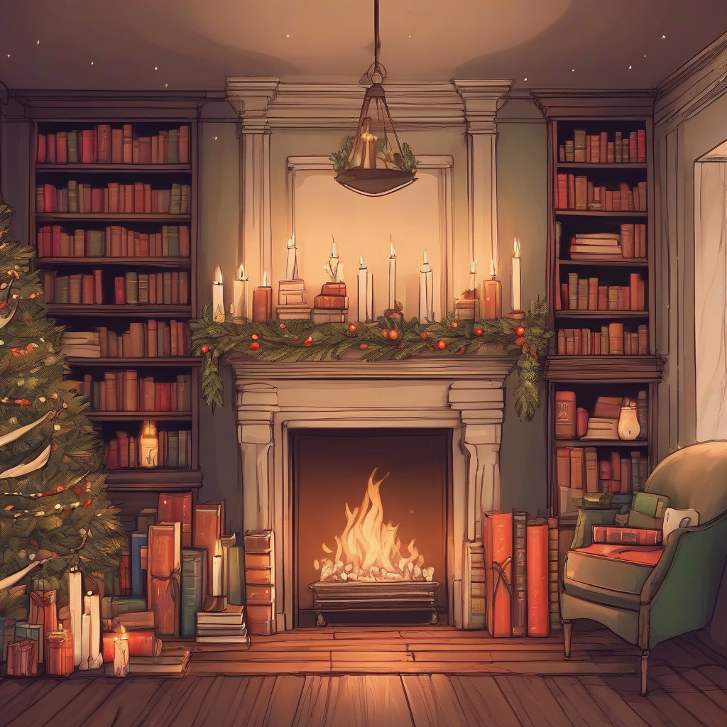 christmas elves books candles tree fireplace by Générateur d'images par IA gratuit - Aucune connexion nécessaire✨ | AIGAZOU