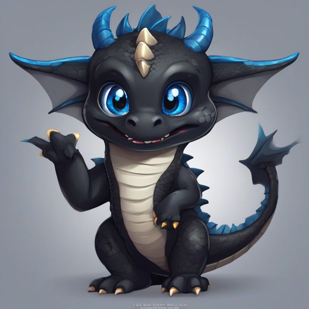 black dragon very cute bright eyed round face blue by मुफ्त एआई छवि जनरेटर - बिना लॉगिन के✨ | AIGAZOU