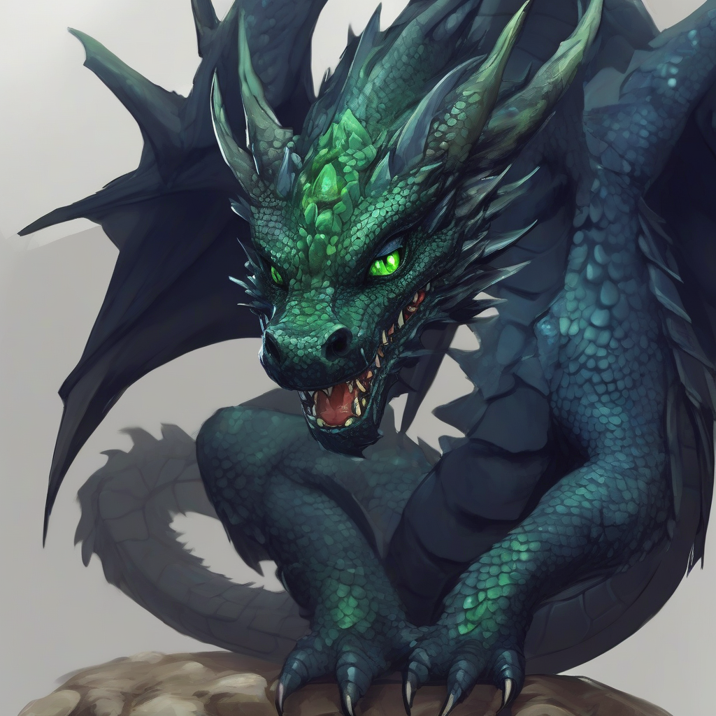 black dragon very cute green eyed round face blue by मुफ्त एआई छवि जनरेटर - बिना लॉगिन के✨ | AIGAZOU