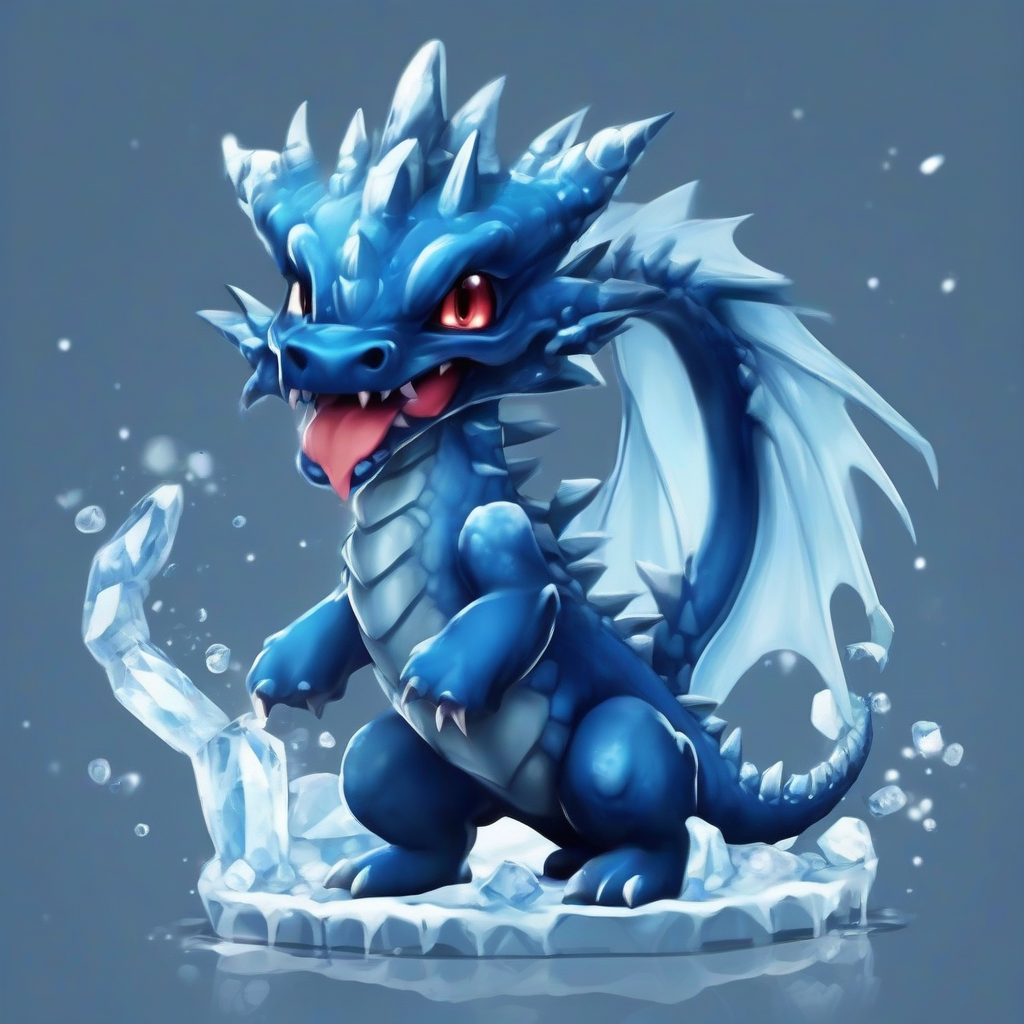 blue dragon ice chibi dark by Free AI Image Generator & Maker - No login required✨ | AIGAZOU