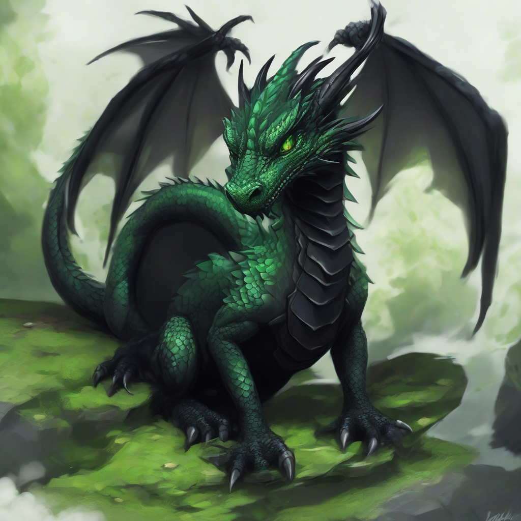 black dragon cute green eyed kind by मुफ्त एआई छवि जनरेटर - बिना लॉगिन के✨ | AIGAZOU