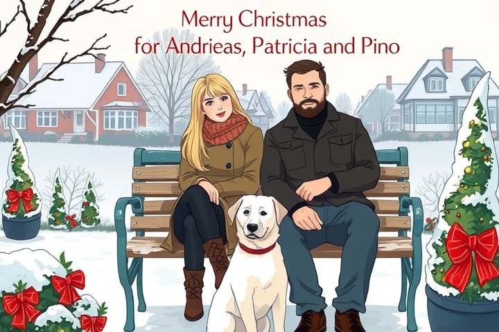 merry christmas for andreas patricia and pino by मुफ्त एआई छवि जनरेटर - बिना लॉगिन के✨ | AIGAZOU