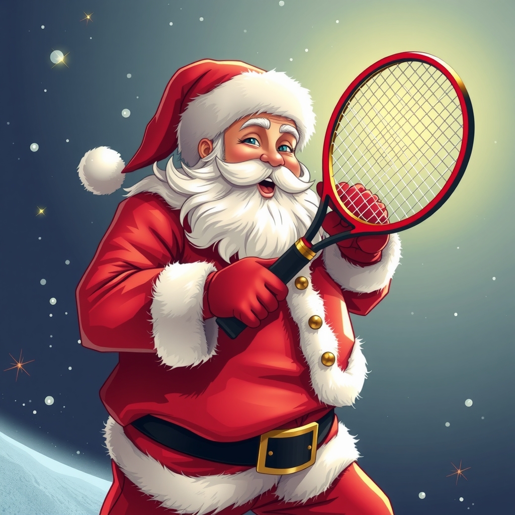 santa claus with tennis racket by मुफ्त एआई छवि जनरेटर - बिना लॉगिन के✨ | AIGAZOU