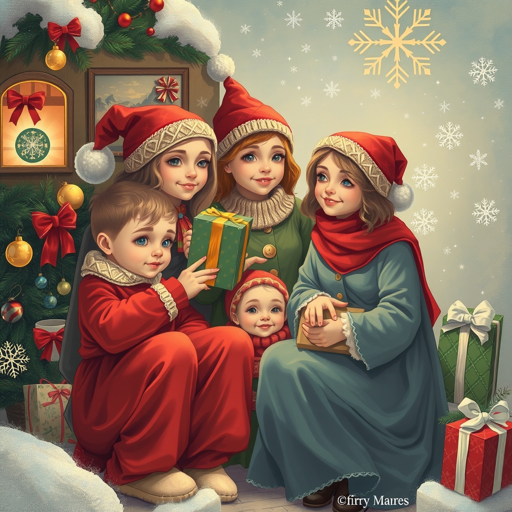 christmas women and many children by मुफ्त एआई छवि जनरेटर - बिना लॉगिन के✨ | AIGAZOU