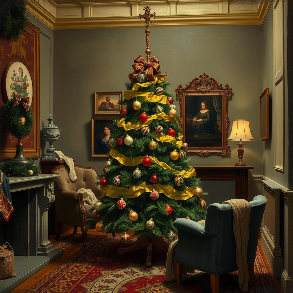 johannes vermeer christmas tree in a beautiful room by मुफ्त एआई छवि जनरेटर - बिना लॉगिन के✨ | AIGAZOU