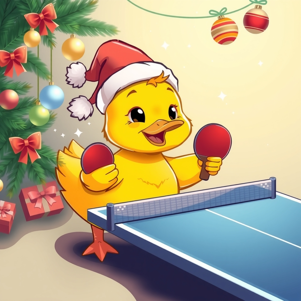 a yellow duck playing table tennis by Générateur d'images par IA gratuit - Aucune connexion nécessaire✨ | AIGAZOU