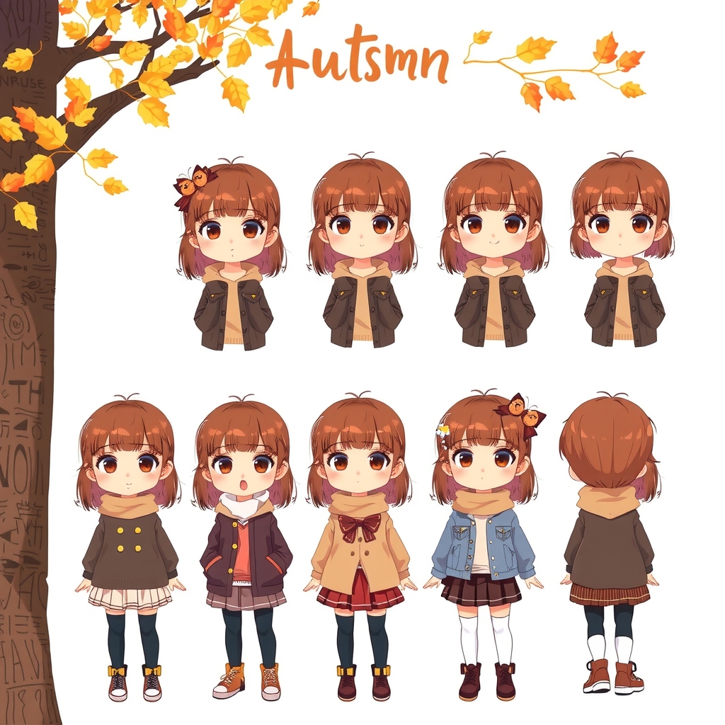 cute girl autumn poses expressions by मुफ्त एआई छवि जनरेटर - बिना लॉगिन के✨ | AIGAZOU