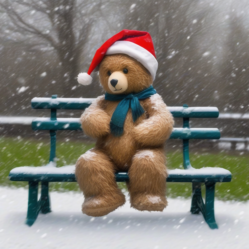 a funny teddy with a christmas hat by Free AI Image Generator & Maker - No login required✨ | AIGAZOU