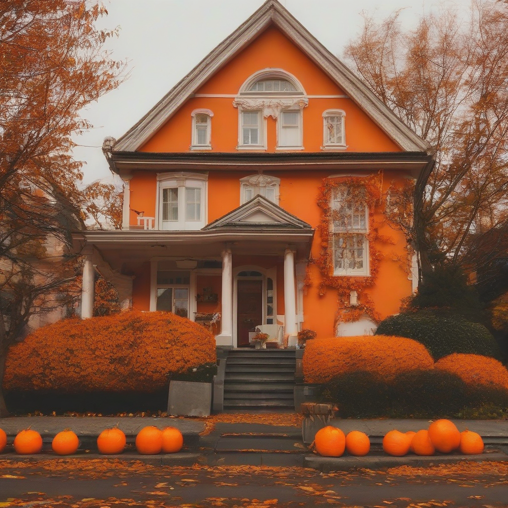 orange house in autumn by मुफ्त एआई छवि जनरेटर - बिना लॉगिन के✨ | AIGAZOU