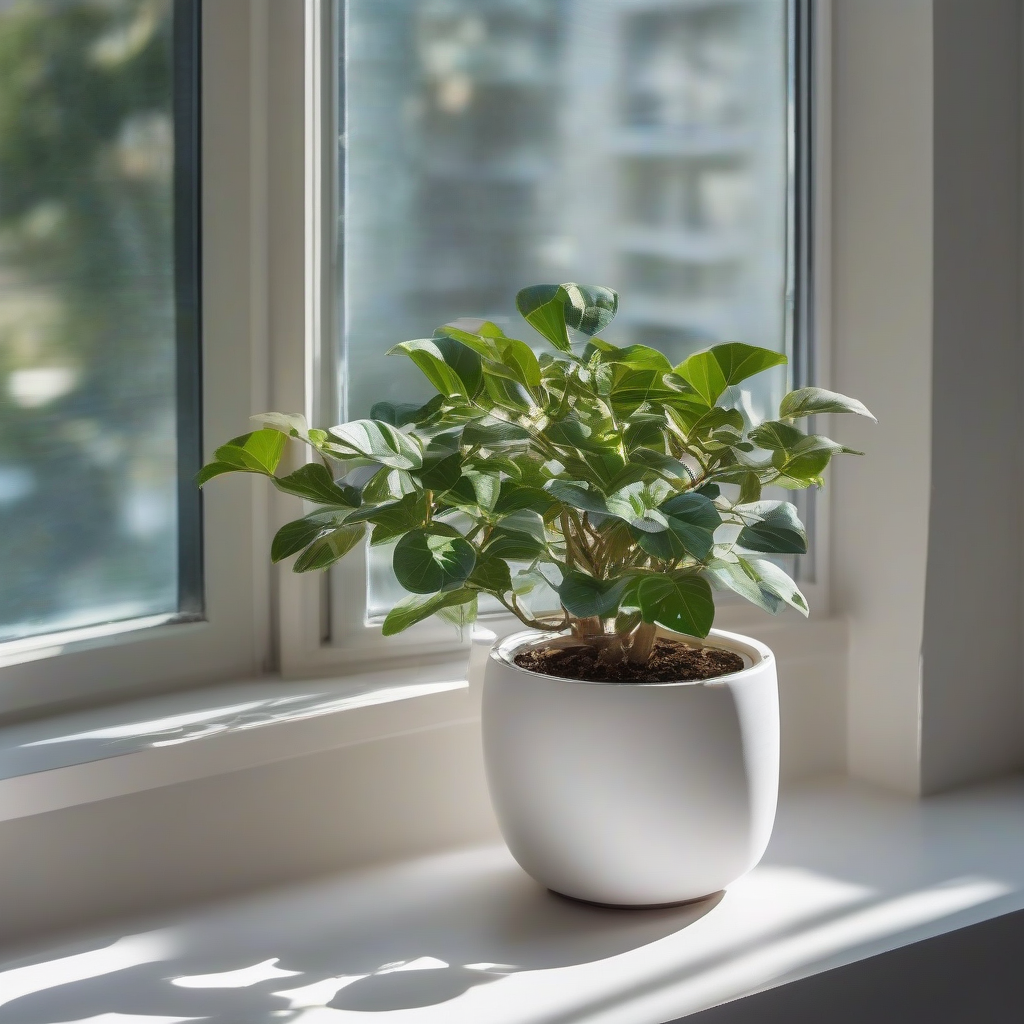 decorating window sill with ficus umbrella by मुफ्त एआई छवि जनरेटर - बिना लॉगिन के✨ | AIGAZOU