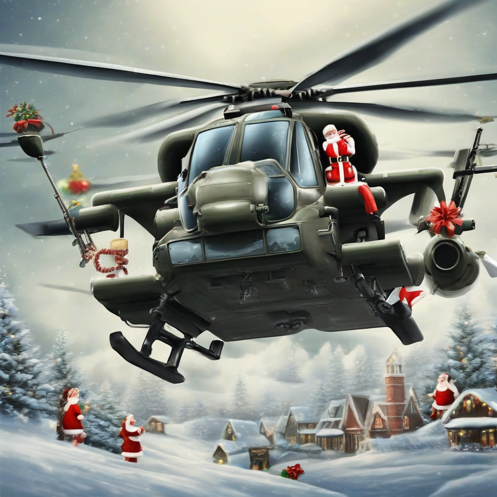 christmas man flies helicopter merry christmas by मुफ्त एआई छवि जनरेटर - बिना लॉगिन के✨ | AIGAZOU