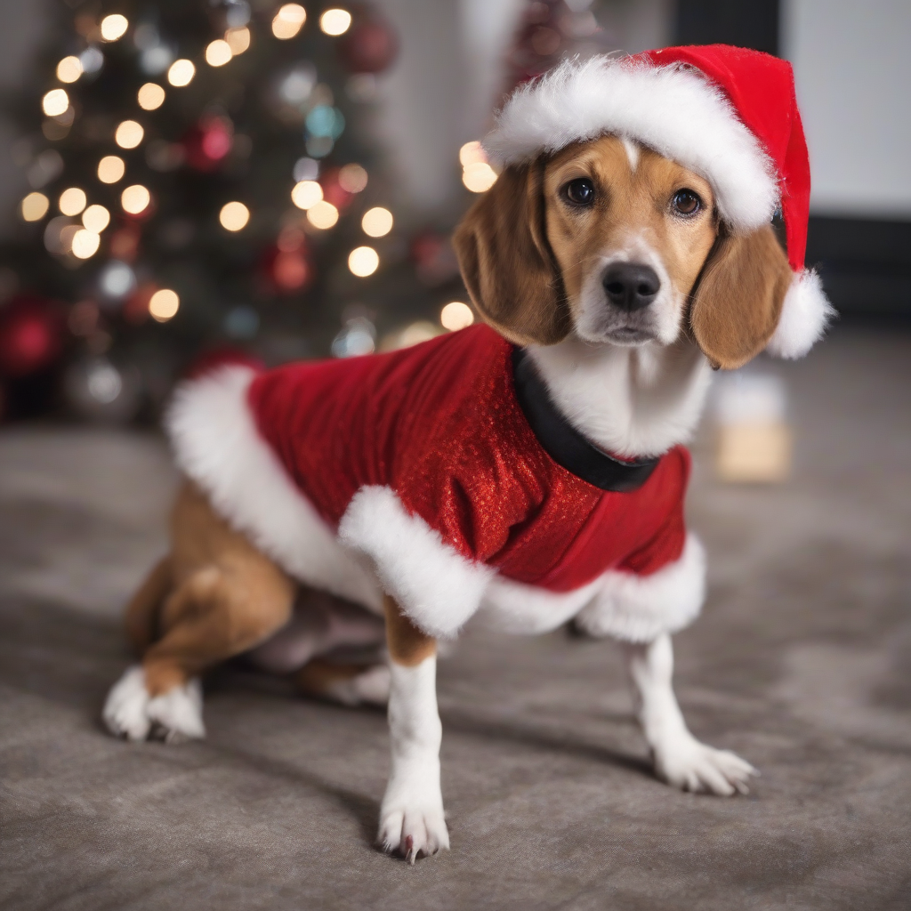 a dog in christmas outfit by मुफ्त एआई छवि जनरेटर - बिना लॉगिन के✨ | AIGAZOU