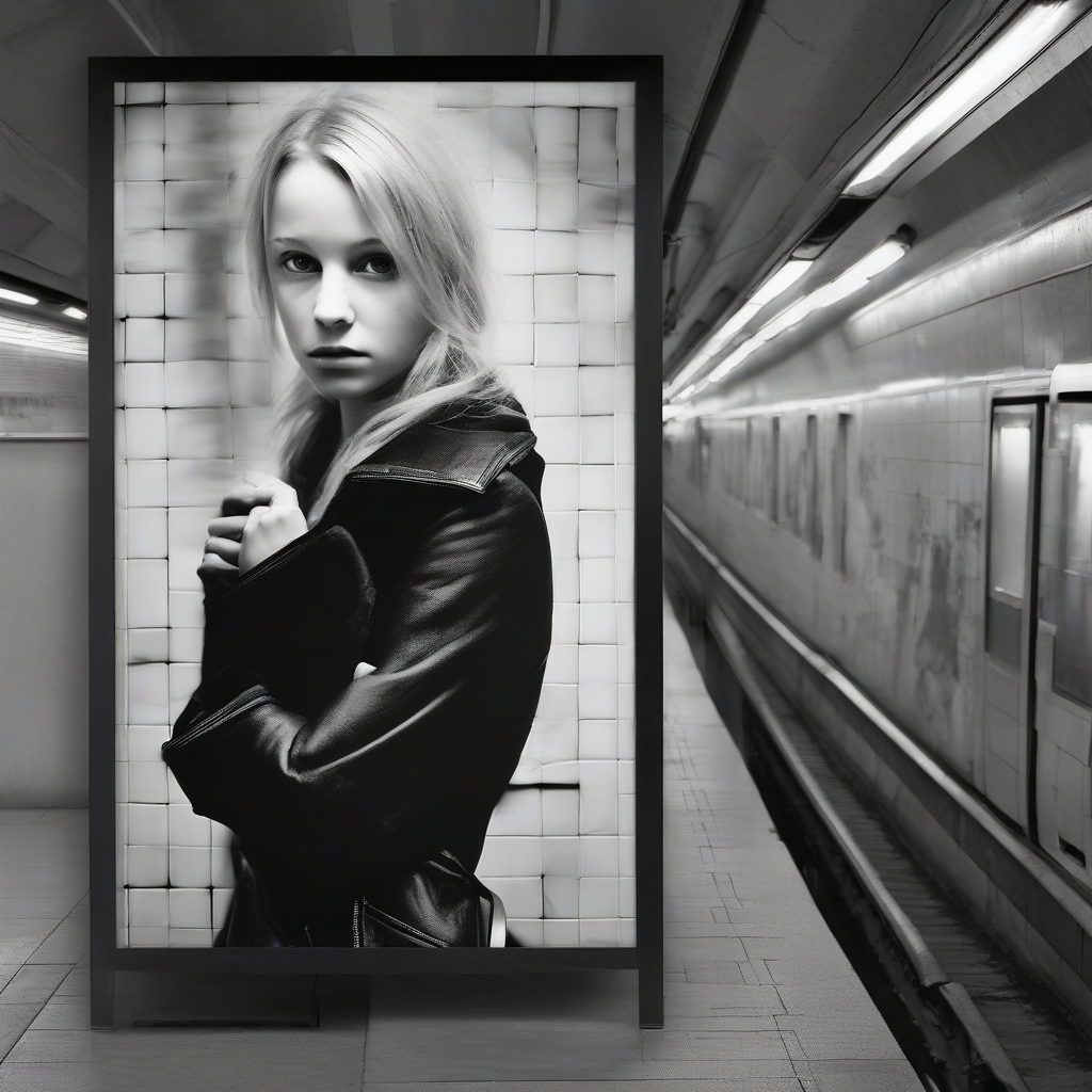 u bahn fliesen schone junge frau plakat youre welcome gottfried helnwein schwarz weiss foto in foto by मुफ्त एआई छवि जनरेटर - बिना लॉगिन के✨ | AIGAZOU